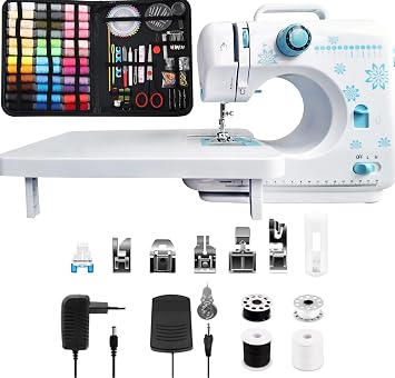 Sewing Machine with 183PCS Sewing Kit for Adults, Sewing Machine for Beginners, Sewing Machines for Starter, 505 New Upgraded Sewing Machines for Adult-7 Presser Feet, Extension Table, Foot Pedal