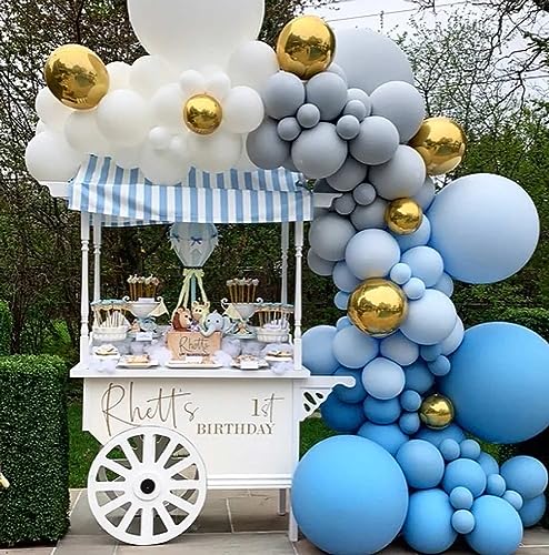 Image of KALOR Light Blue Balloons,100 Pcs 5 Inch Mini Matte Latex Balloons for Balloon Garland Arch, Birthday Decoration, Wedding Party, Baby Shower Decorations