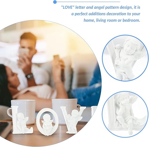 Miniatura 3 de Abaodam 1 juego de 4 letras de San Valentín, estatua de animales, escultura de animales, baño, patrón romántico, mesa de pared, ángeles, recorte de