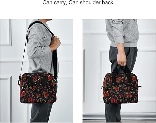 Miniatura 6 de ALAZA Lonchera con aislamiento floral de rosas rojas, bolsas enfriadoras reutilizables con correa para el hombro para mujeres, hombres y adultos, 19