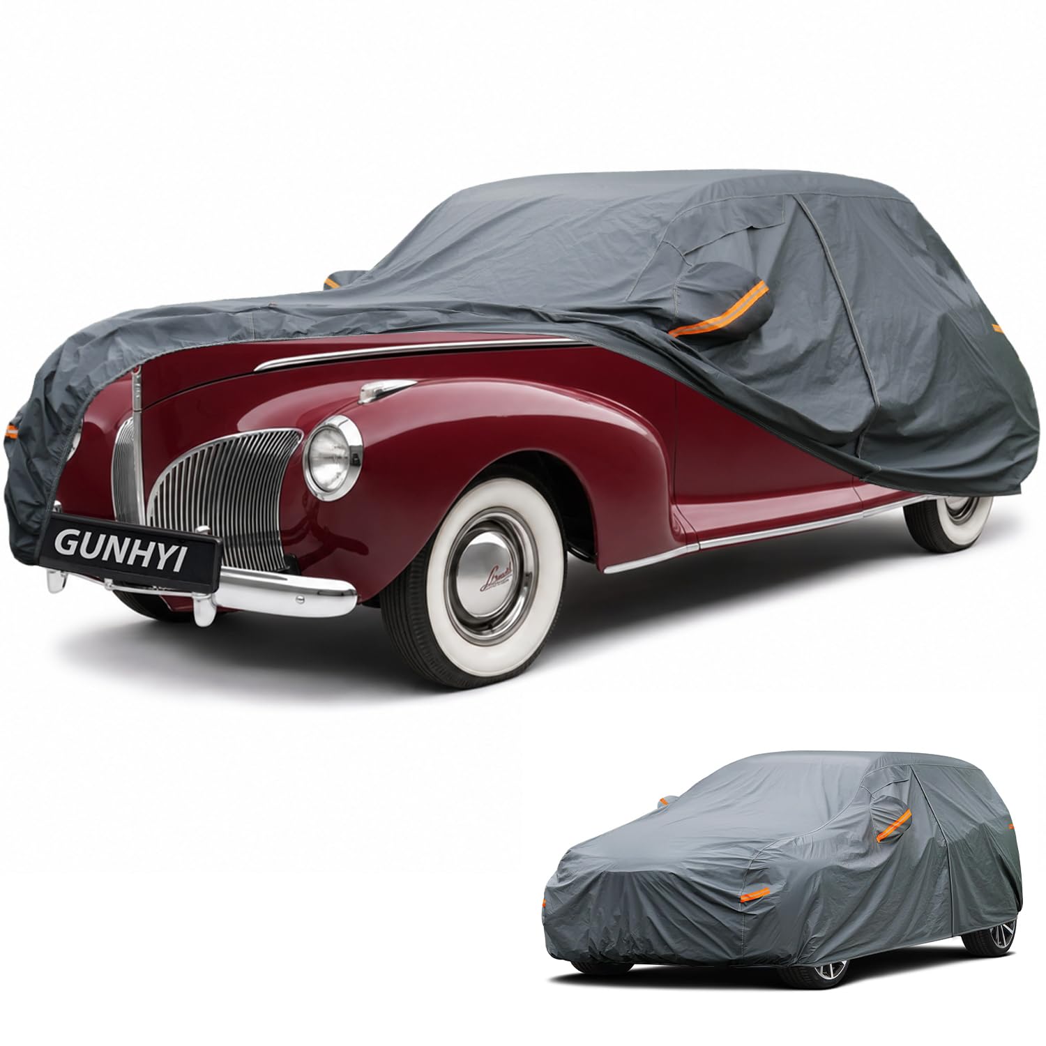 GUNHYI Premium Car Cover Custom Fit Lincoln Zephyr, 16 Layers Heavy Duty Car Cover Waterproof All Weather with Zipper Door for Sun Rain Snow Dust Uv Protection