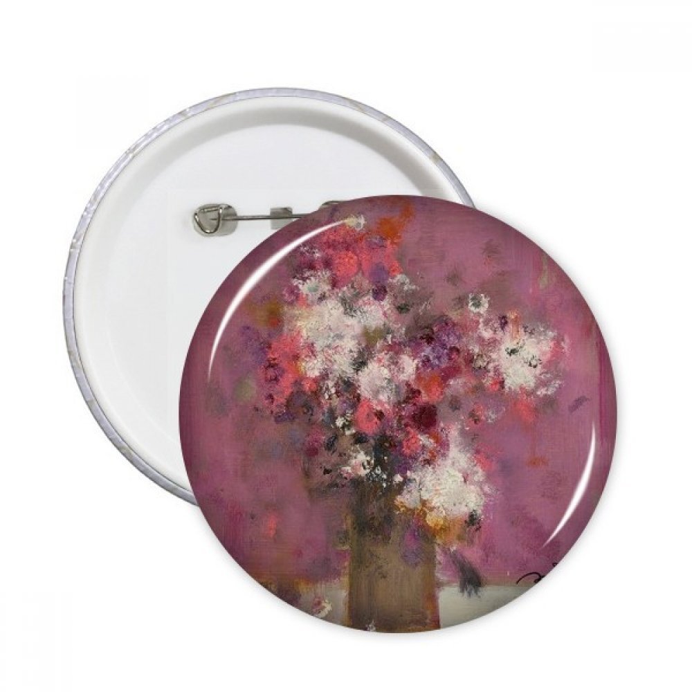Badge peinture à l'huile fleurs rose pins décoration vêtements multicolore - 3