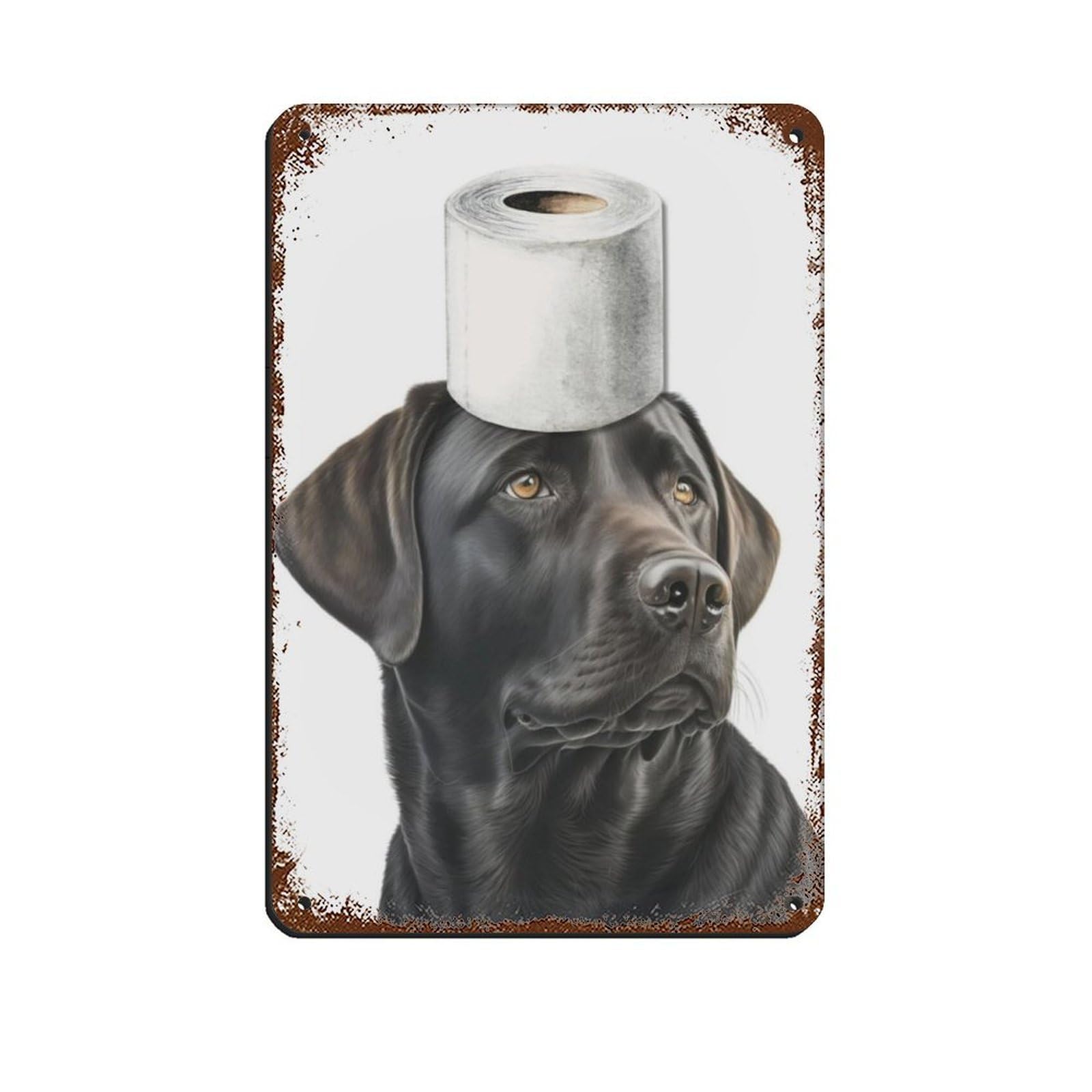 Black Labrador Dog Bathroom Art Tin Sign Vintage Metal Pub Club Cafe Bar Home Wall Art Decoration Poster Retro 8x12inch(20x30cm)