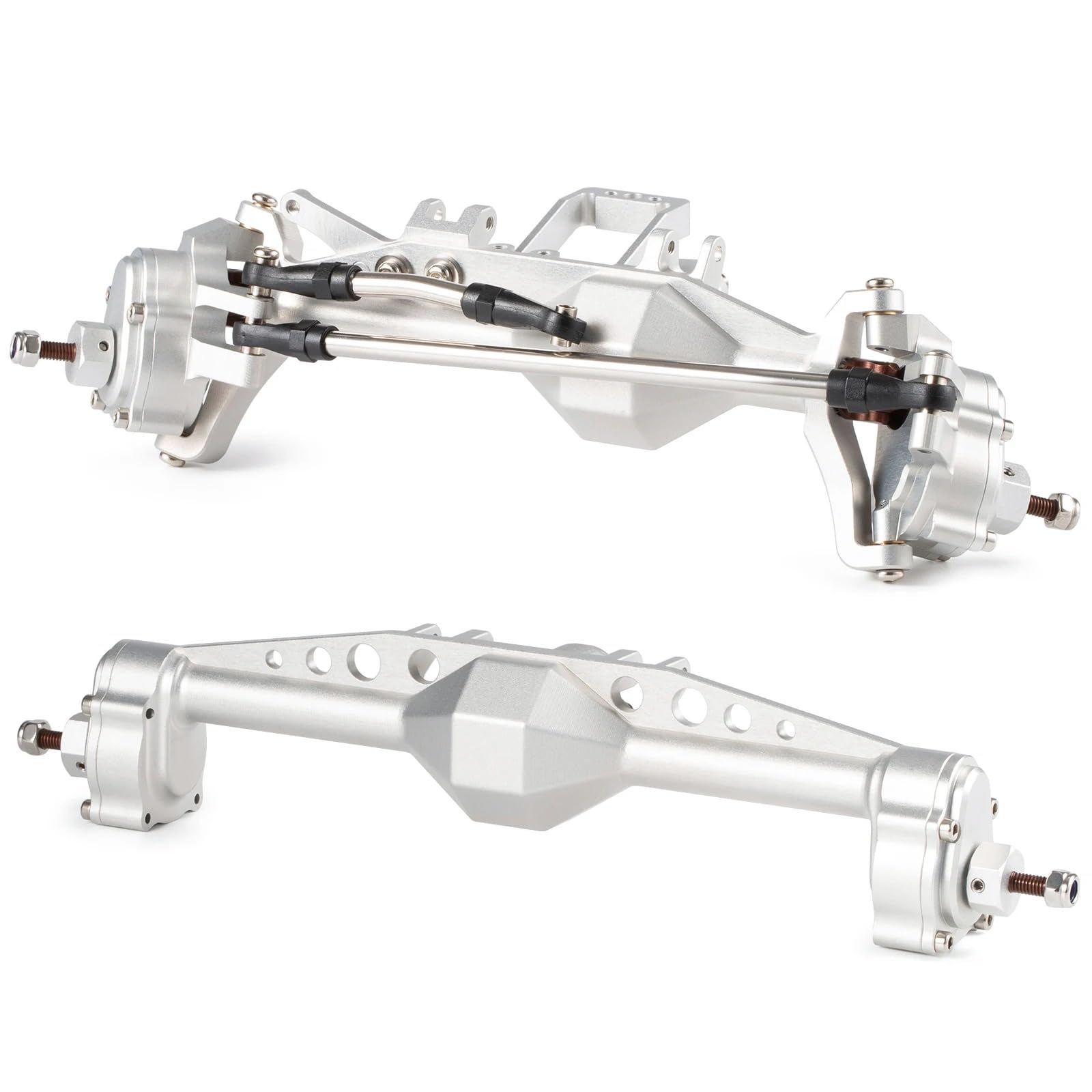 HooCrawler 1/10 RC Portal Axles Set with BTA Servo Mount Machined 7075 Aluminum One Piece Construction Offset for Axial Capra SCX10 III LCG Cheater