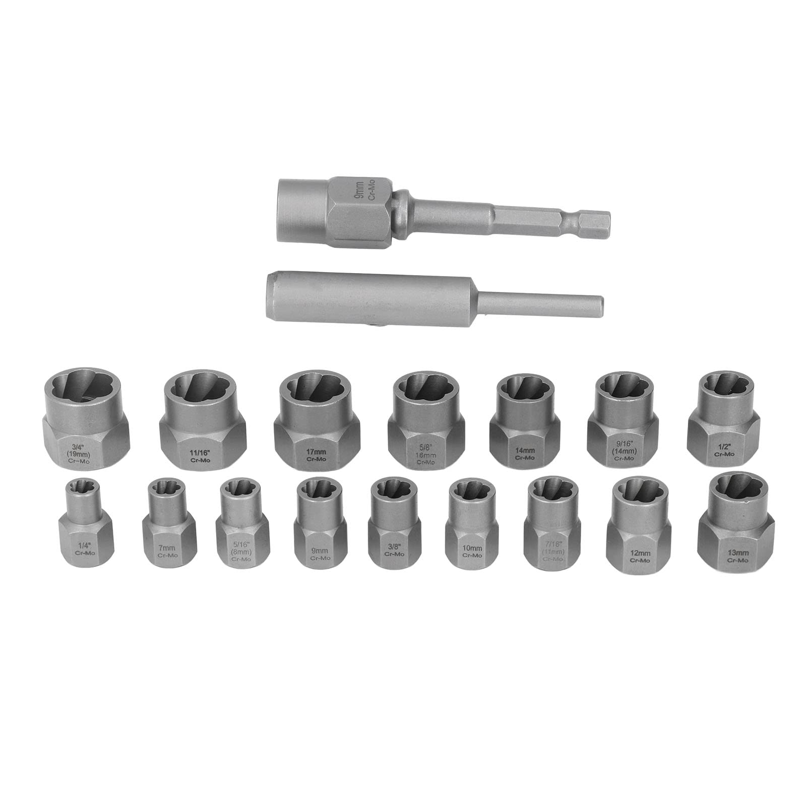 Juego de 18 piezas de extractores de tornillos, herramienta para retirar pernos rotos, kit de extracción de tuercas y tornillos dañados con caja de almacenamiento, extractores de