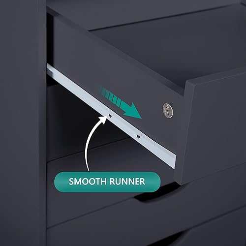 Miniatura 5 de Naomi Home Cajonera de almacenamiento para tocador de maquillaje, cómoda alta, cajón de maquillaje con ruedas, cajones de almacenamiento de armario