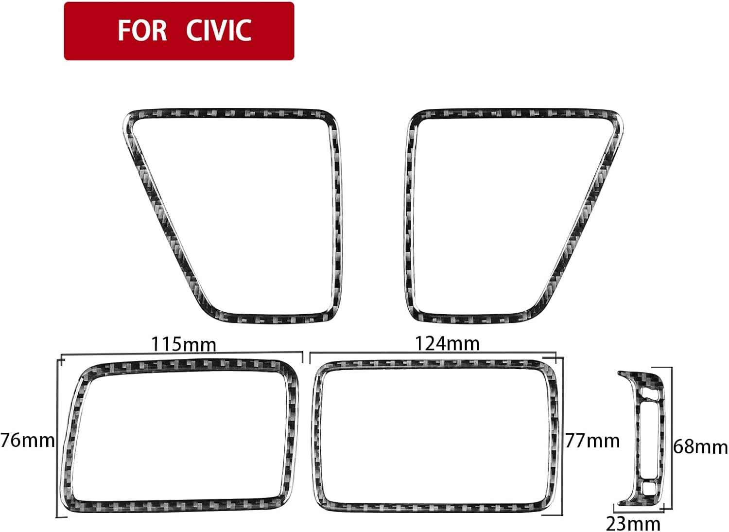 Real Carbon Fiber Dashboard Both Sides Air Vent Outlet Frame Sticker Interior Trim Accessories Compatible with Honda Civic 9 Coupe/Sedan 2013 2014 2015 Black - Kit
