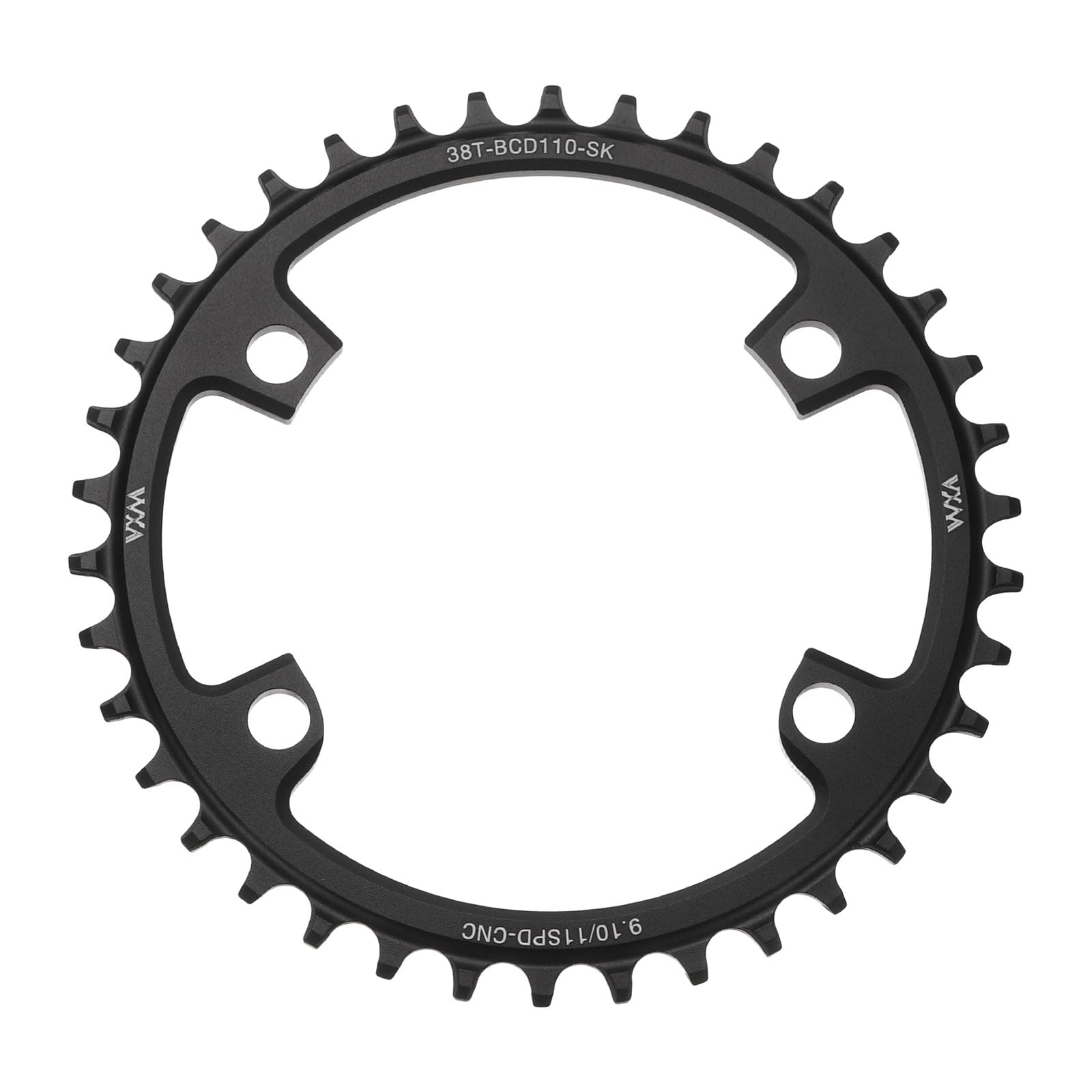 sourcing map 110BCD Bike Chainring 38T 9/10/11 Speed 160mm Diameter Round Aluminum Narrow Wide Tooth Bike Chainwheel for MTB Road Bike, Black