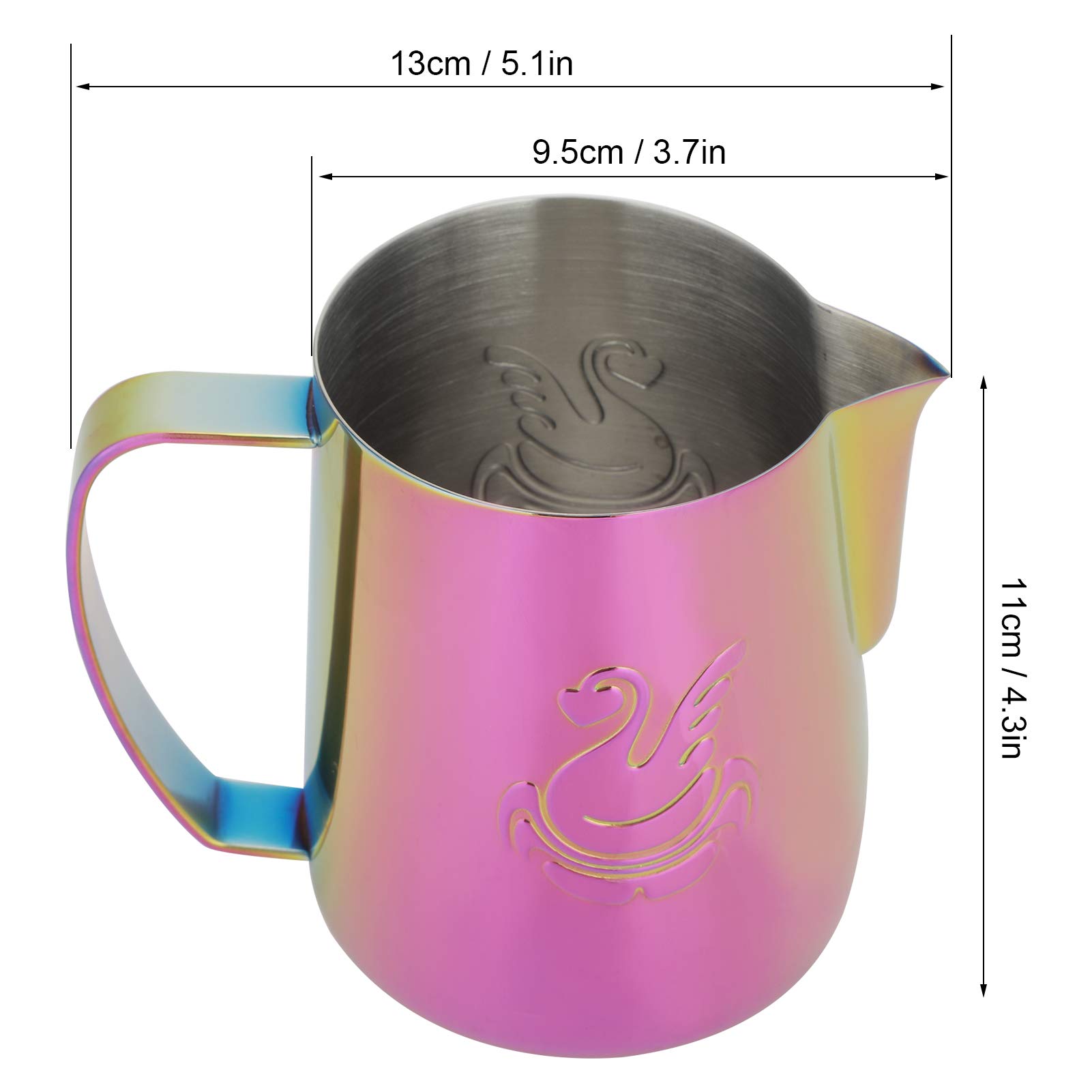 Pichet à mousser de lait en acier inoxydable Café au lait Cappuccino Latte Art Barista Pichets à vapeur Pichet à lait Tasse à crémier Pichet à mousser en métal(600 ml)