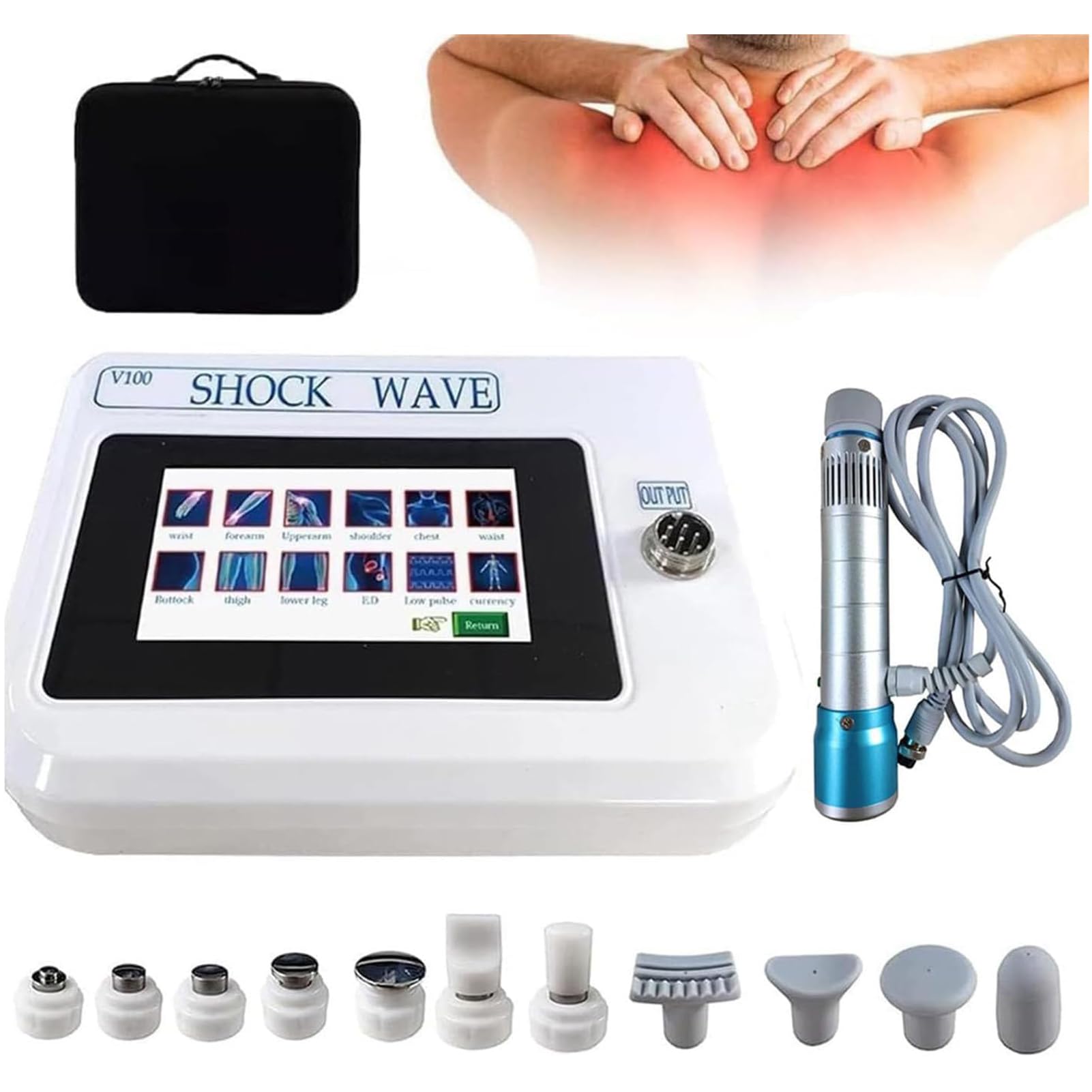 Apparecchio per terapia elettromagnetica ED, apparecchio per terapia extracorporea a onde d'urto, dispositivo per terapia a onde d'urto focalizzate per il sollievo dal dolore e massaggiatore musc