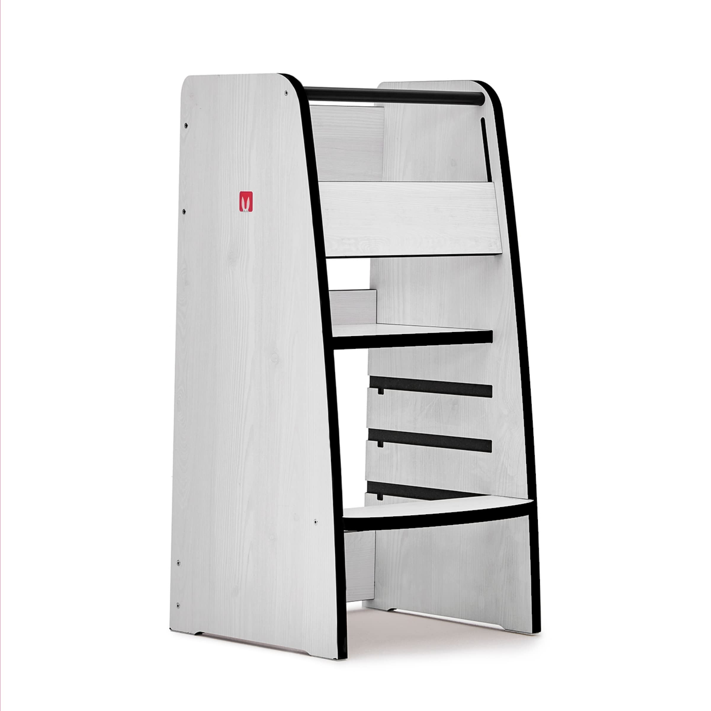 Bianconiglio Kids ® Trusty Plus: The 4-way adjustable Montessori tower with KIDSAFE safety system, EASYLOCK and shock-resistant ABS edges for safe and creative learning, handmade in Italy