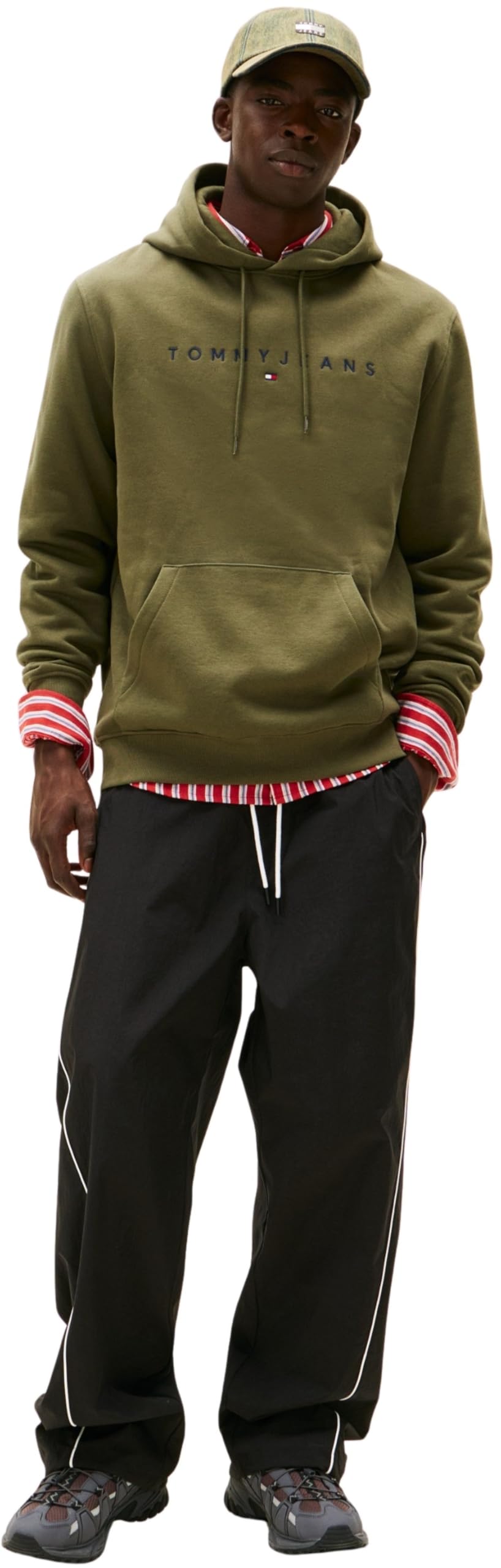 Tommy Jeans Uomo Felpa Linear Logo con Cappuccio