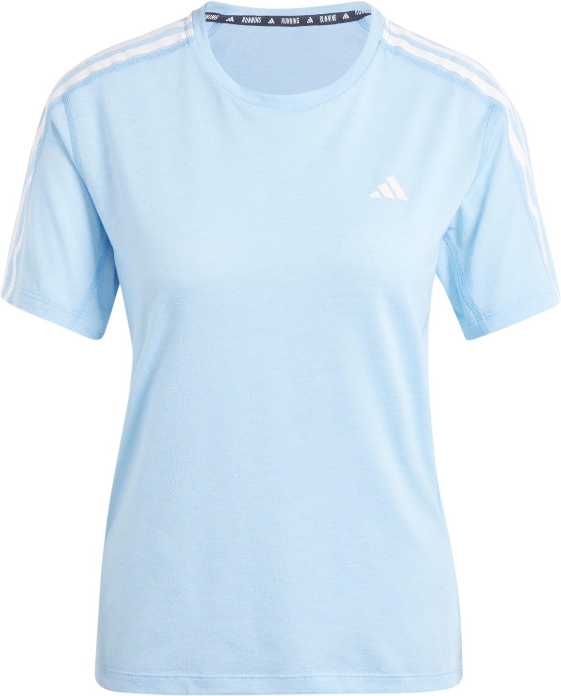 Adidas Women's Blue/White Own The Run Three Stripe T-Shirt L