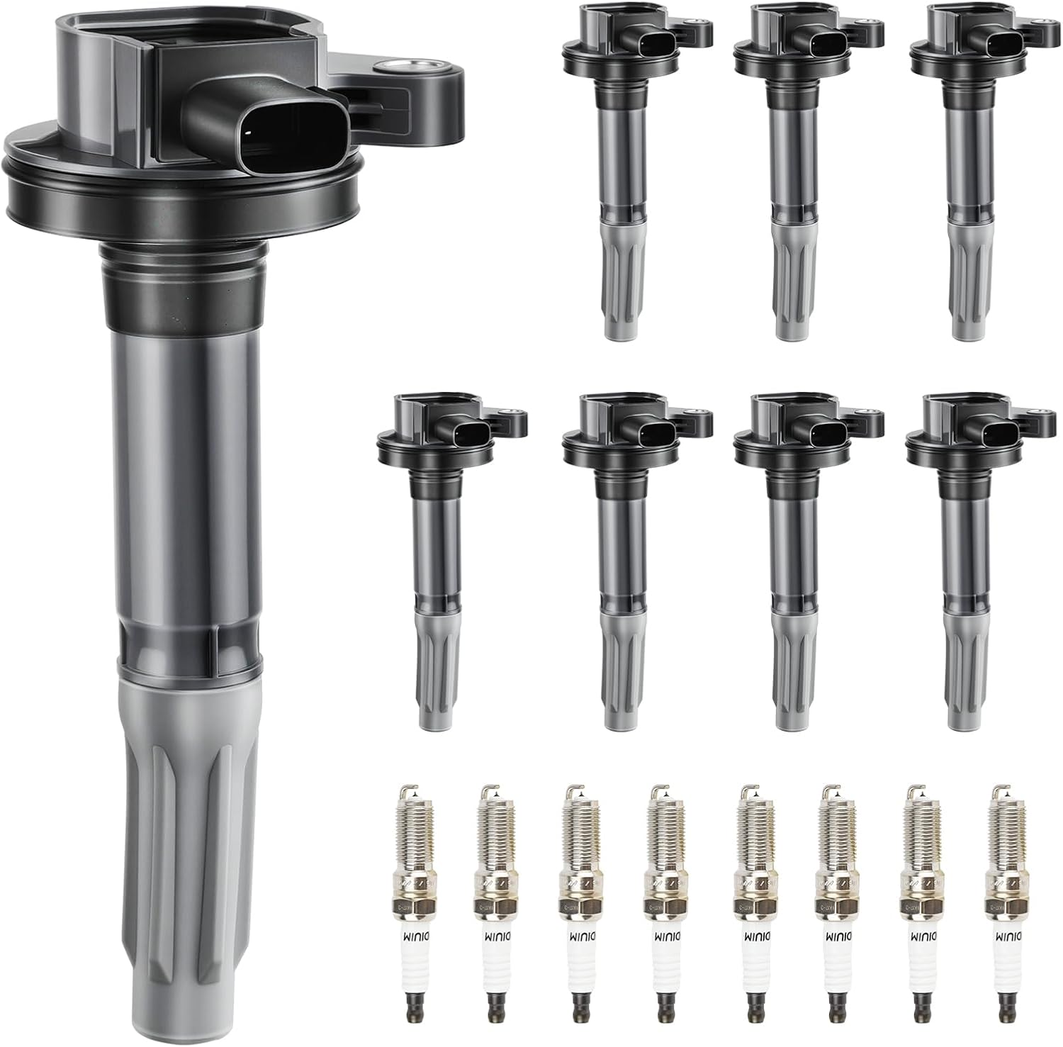 Motorevo 5.0L Ignition Coil Pack Compatible with Ford F-150 Mustang 2011 2012 2013 2014 2015 5.0L V8 with Iridium Spark Plugs Set of 8 F150 Spark Plugs and Coil Packs Replace UF622, 91276
