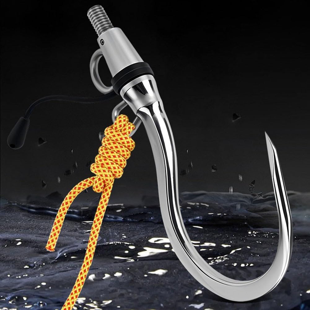 Gancio in acciaio inox 304 per pesca in acqua salata con corda da 6 m per pesca in mare di grandi pesci, 26 cm