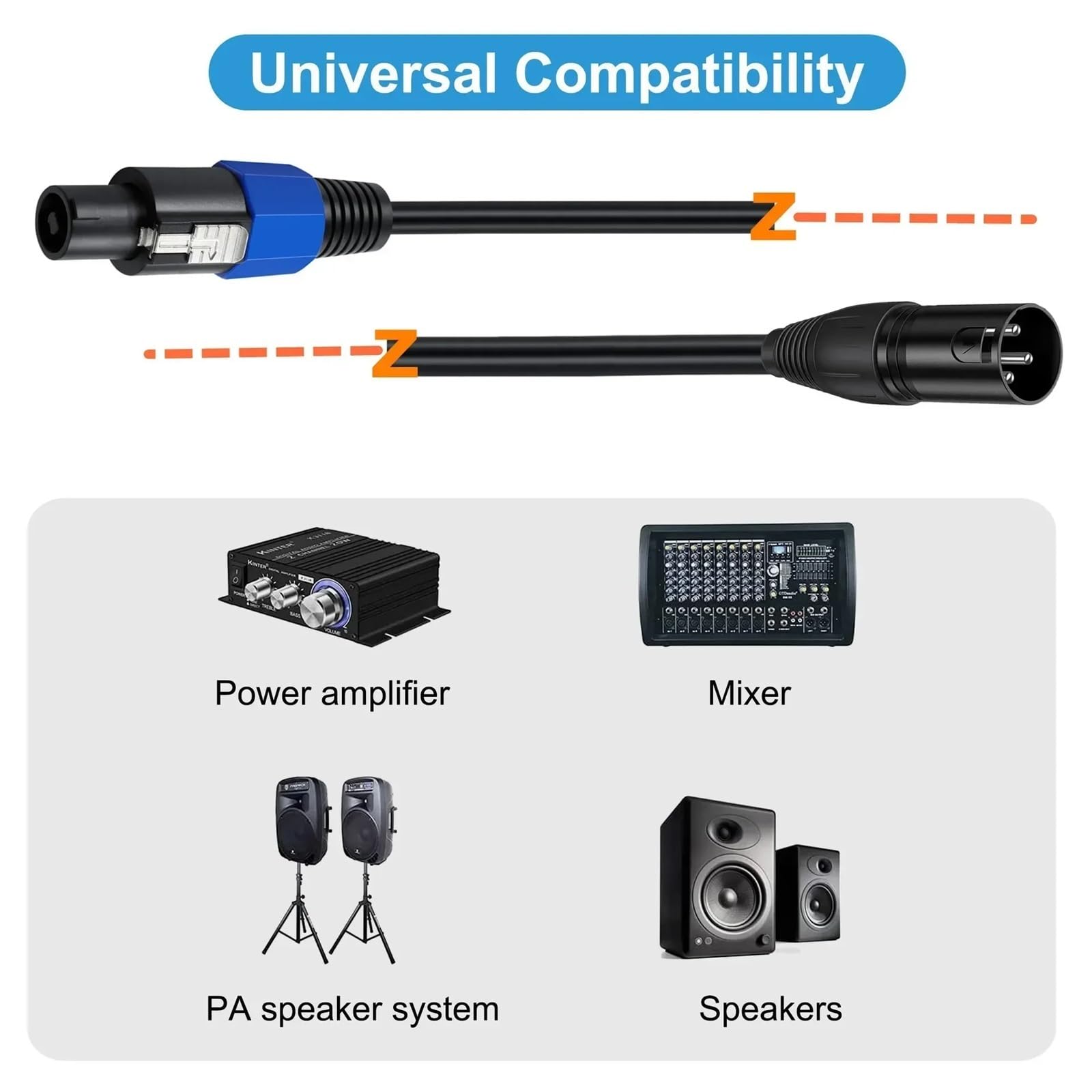 Speakon a XLR cavo a 3 pin Jack audio Speak SOUND maschio a XLR femmina maschio cavo di prolunga Pro DJ PA Gig Stage microfono microfono a 3 pin(RC-344C,1.8m)