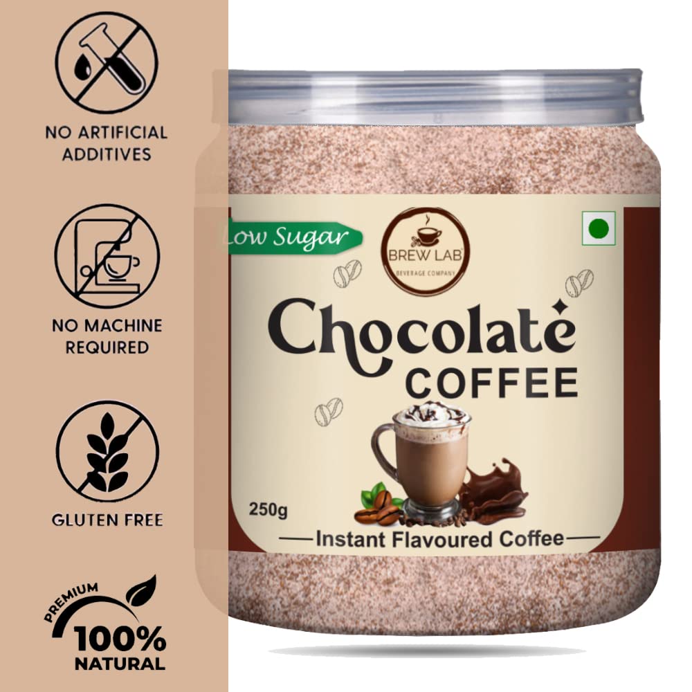 Brew Lab Chocolate Coffee Premix | Instant Café-Style Drink | Low