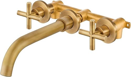 Miniatura 10 de Airuida Grifo de baño de latón macizo con boquilla giratoria 360 para lavabo montado en la pared, grifo mezclador de lavabo con válvula áspera y