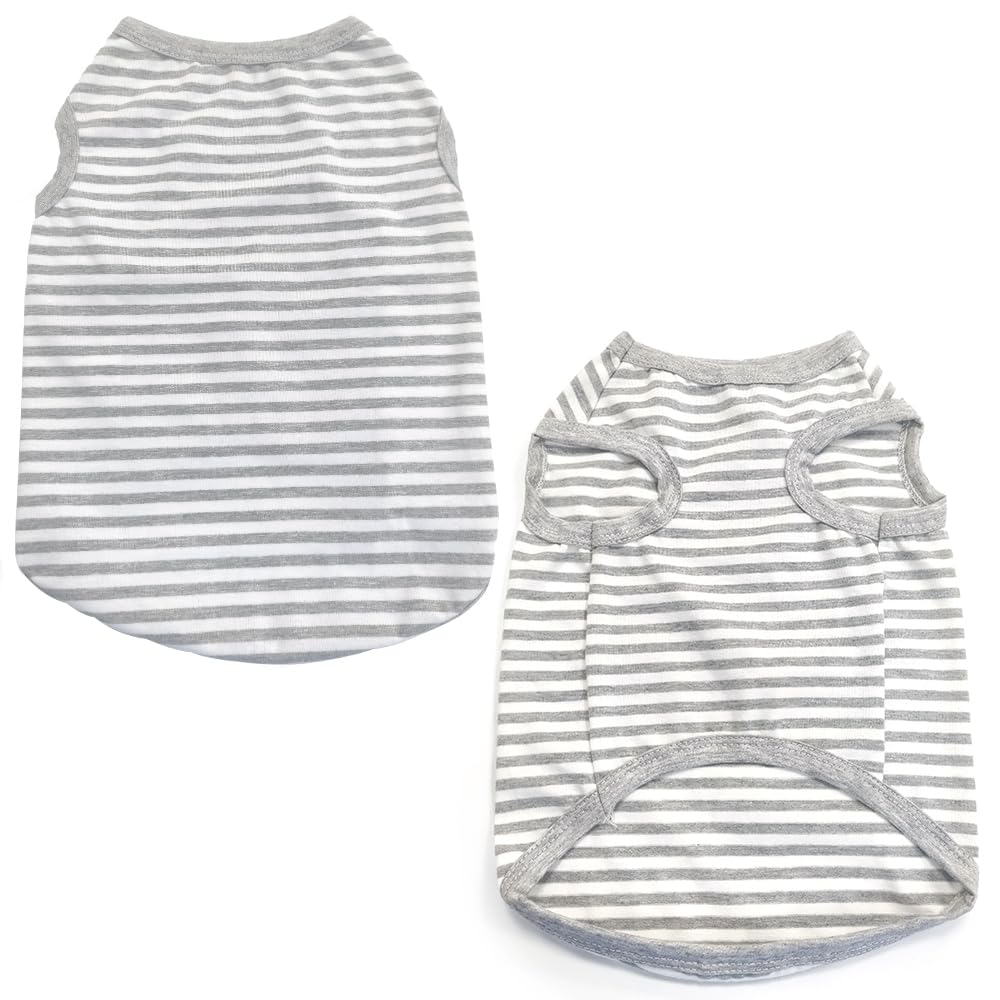 2 Pièces T-Shirt Vêtements d'été pour Chien, D'été T-Shirt en Coton Doux et Respirant sans Manches, pour Chiens et Chats de Petite (Noir, Gris) (XL)