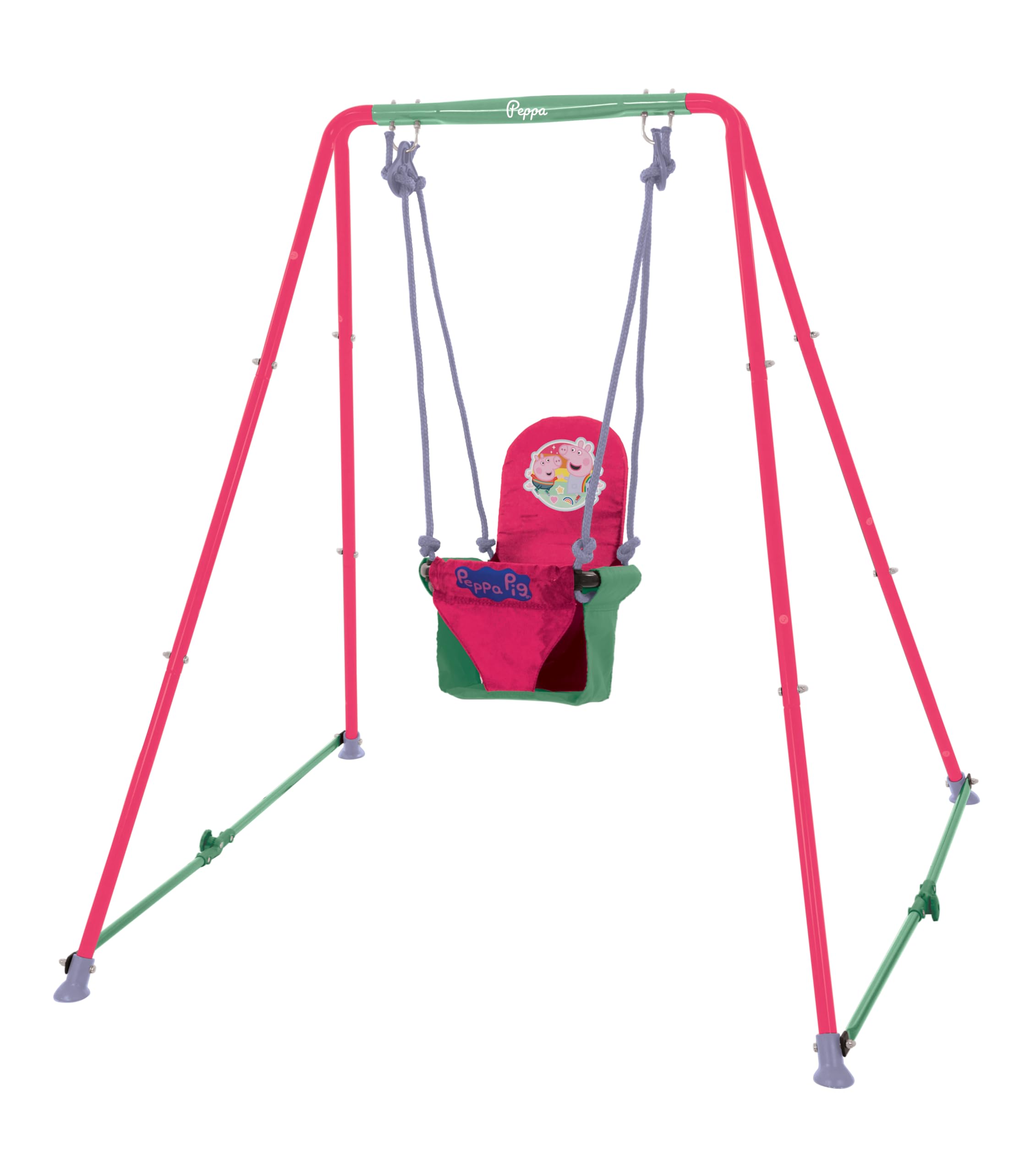 Peppa Pig Fast Folding Baby Swing Set | Indoor Outdoor Garden Toddler Swing | Adjustable Kids Seat Chair with Safety Harness | Ages 6-36m