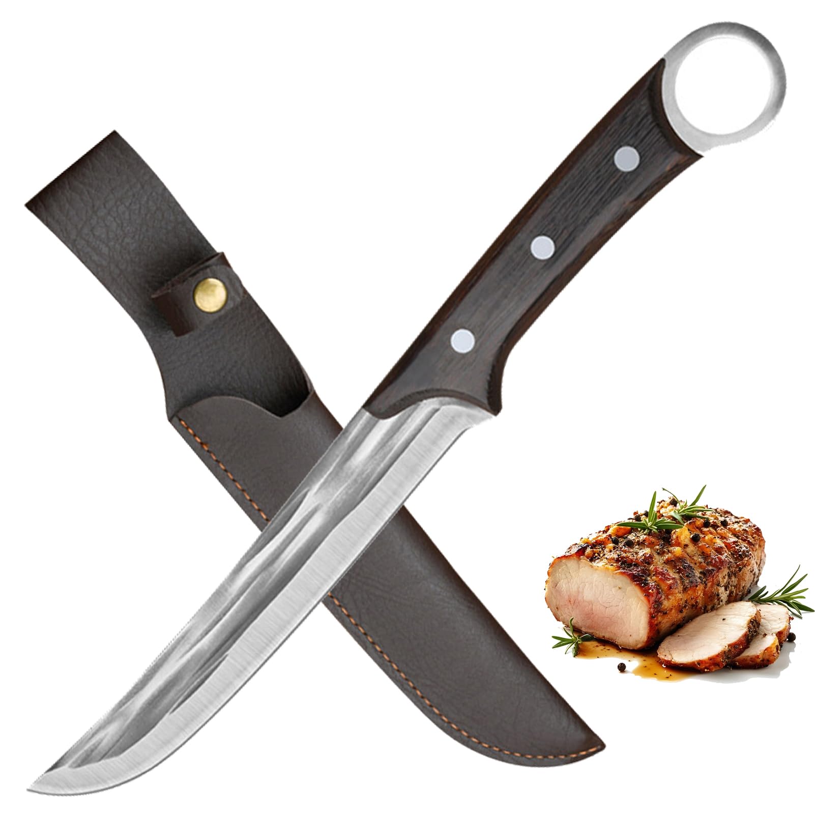 Doklasu Chef's Knife Japanese Style 8 inch Hand Forged Boning Knife Full Tang Kitchen Knives High Carbon Steel Wooden Handle Cooking Knife with Sheath