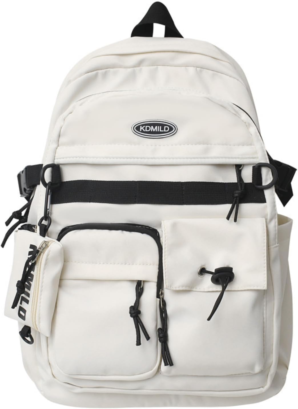 2026 Preppy Backpack with Coin Purse Y2k Japanese Harajuku Backpack Aesthetic Cool College Daypack Fit 15.6" Laptop (White,One Size)