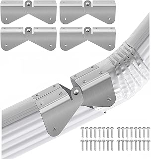 ARNCR 4 Pcs Gutter Extension Hinge Universal Fits Square Pipe Drain Pipe Extension Easy Installation Stainless Steel Downspout Gutter Hinge for Spare Track Rail Connection Parts Accessories (4)