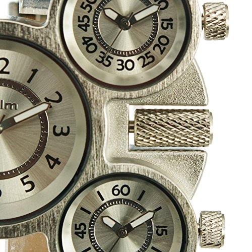 Three Time Display Quartz Mens Military Army Sport Wrist Watch White3