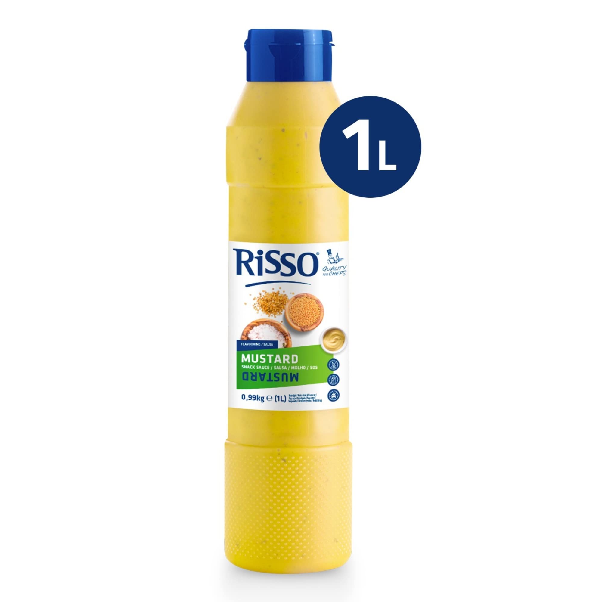 Risso Mostaza Salsa a Base de Semillas de Mostaza Bote 1 L Vegano Sin Gluten