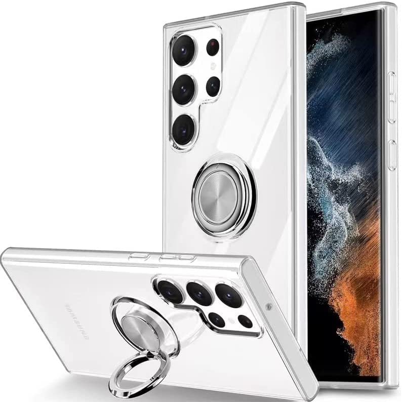 Case for Samsung Note 9, Crystal Transparent Soft Slim Fit TPU Shockproof Case Cover for Note 9 with Ring Holder Kickstand (Samsung Note 9, Clear)