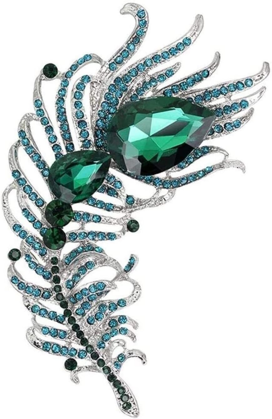 Brooch Pins Flower Peacock Feather Brooch Crystal Rhinestone Brooch Jewelry Scarf Shawl Clip Clothing Accessories Brooch Pins Bulk
