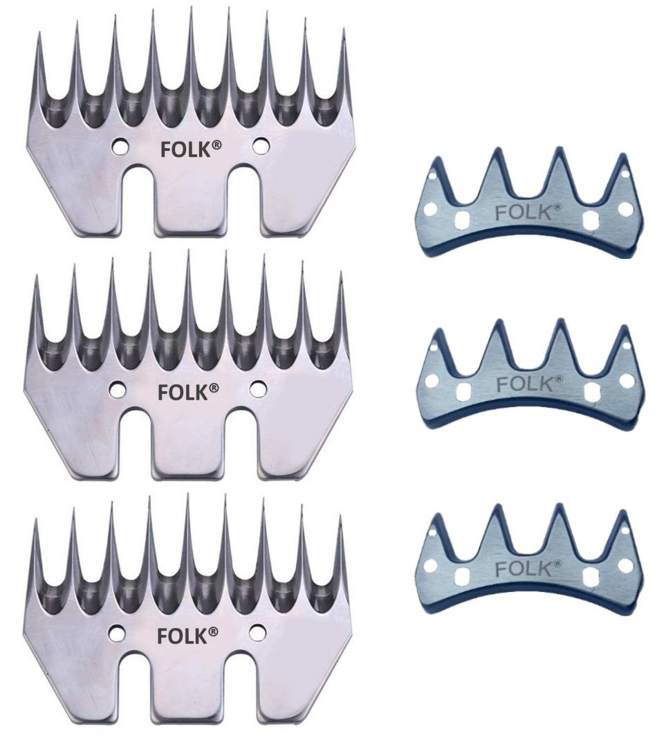 Oferta set de cuchilla y peine para Esquilar Ovejas de la marca Folk®, ovinos y lanas espesas y sucias, Peine recto de 9 dientes 78mm bisel 5mm, cuchilla Folk® 4 mm AA (3)