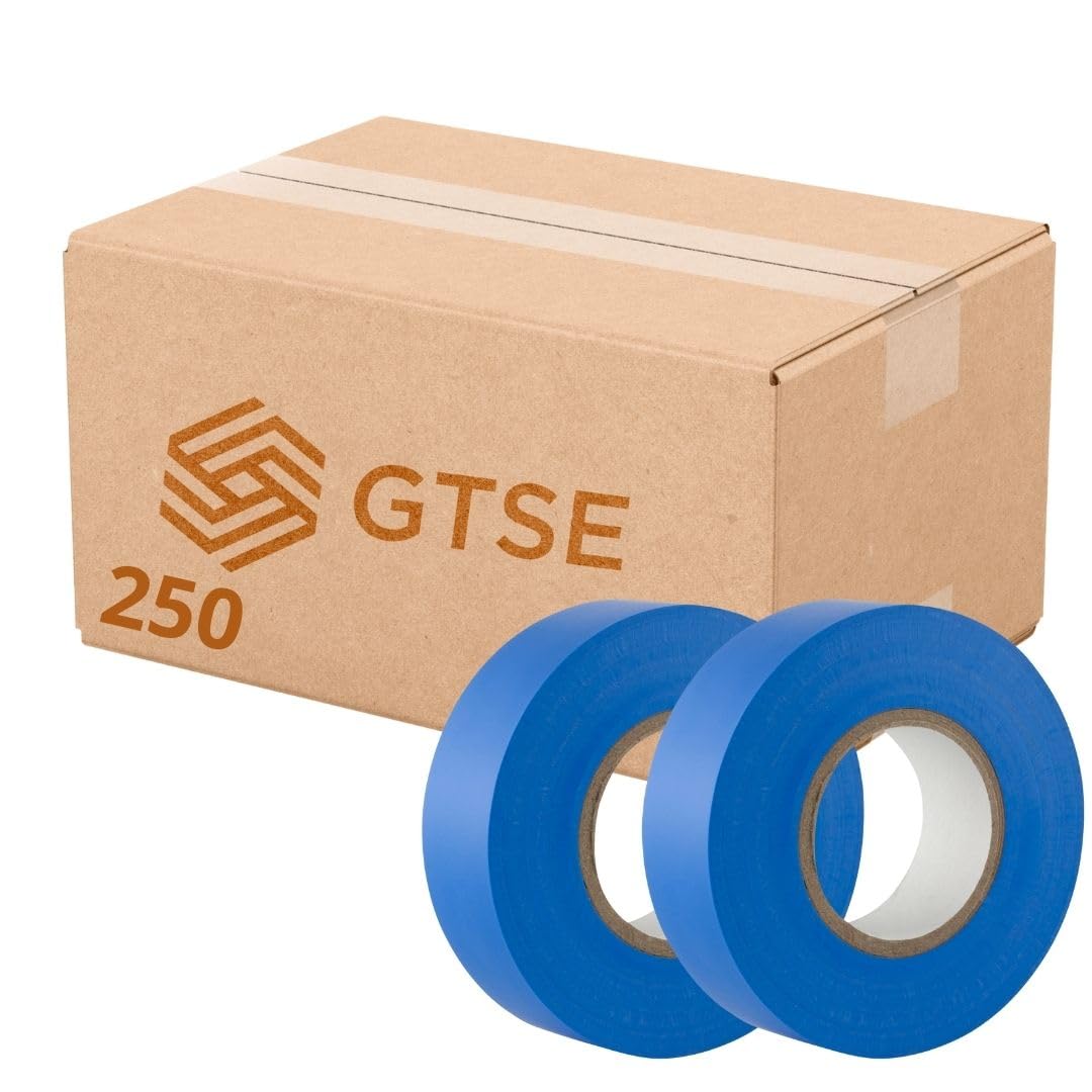 GTSE Blue Electrical Tape, 19mm x 20m, Bulk Box of 250 Rolls, Strong Self-Adhesive PVC Insulation Tape for Insulating, Repairing and Protecting Electrical