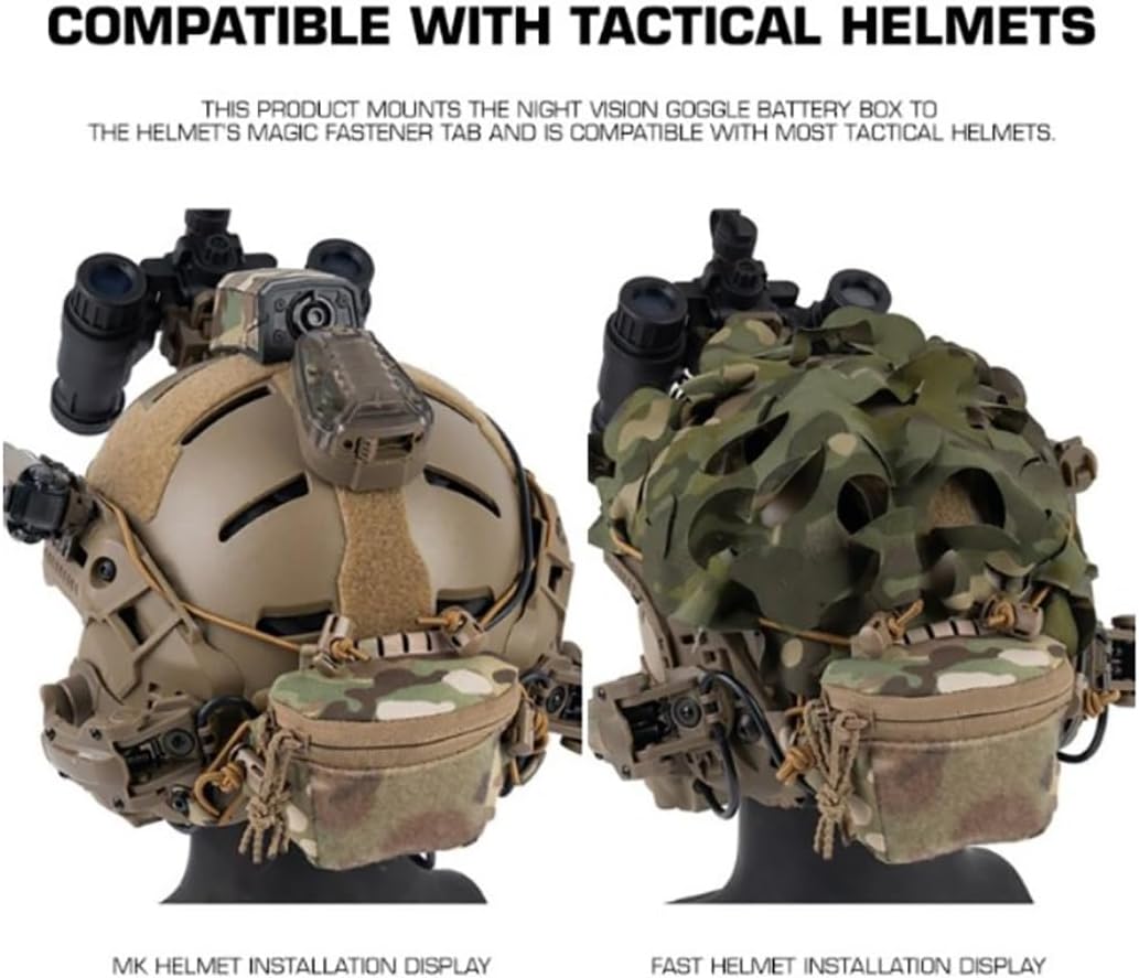 Tactical Helmet Battery Pouch for NVG, Camera, and Lights - Counter Weight Pouch with Cable Pass-Through Fit Airsoft Helmet