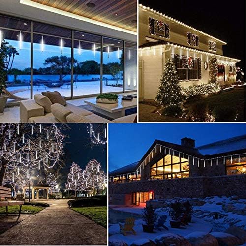 FANSIR Meteor Lights 360 LED Falling Snowfall Lights Meteors Shower Rain Lights 50cm 10 Tubes Cascading Light for Christmas Tree Wedding Party Garden Home Decoration [Energy Class A++] (Cool White)