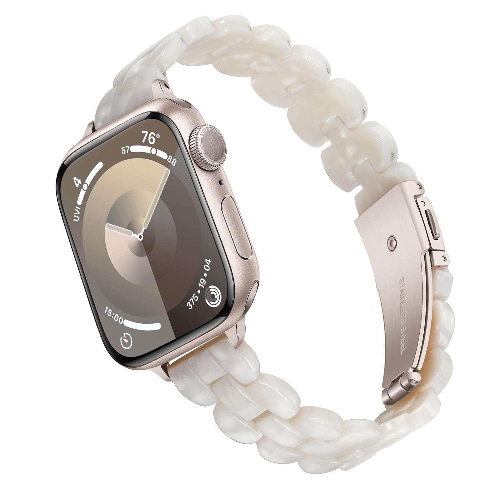 TRUMiRR Band for Apple Watch Series 11 10 42mm 46mm Women, Slim Resin Watchband Stainless Steel Buckle Strap for iWatch SE 3 2 Series 9 8 7 6 5 4 40mm