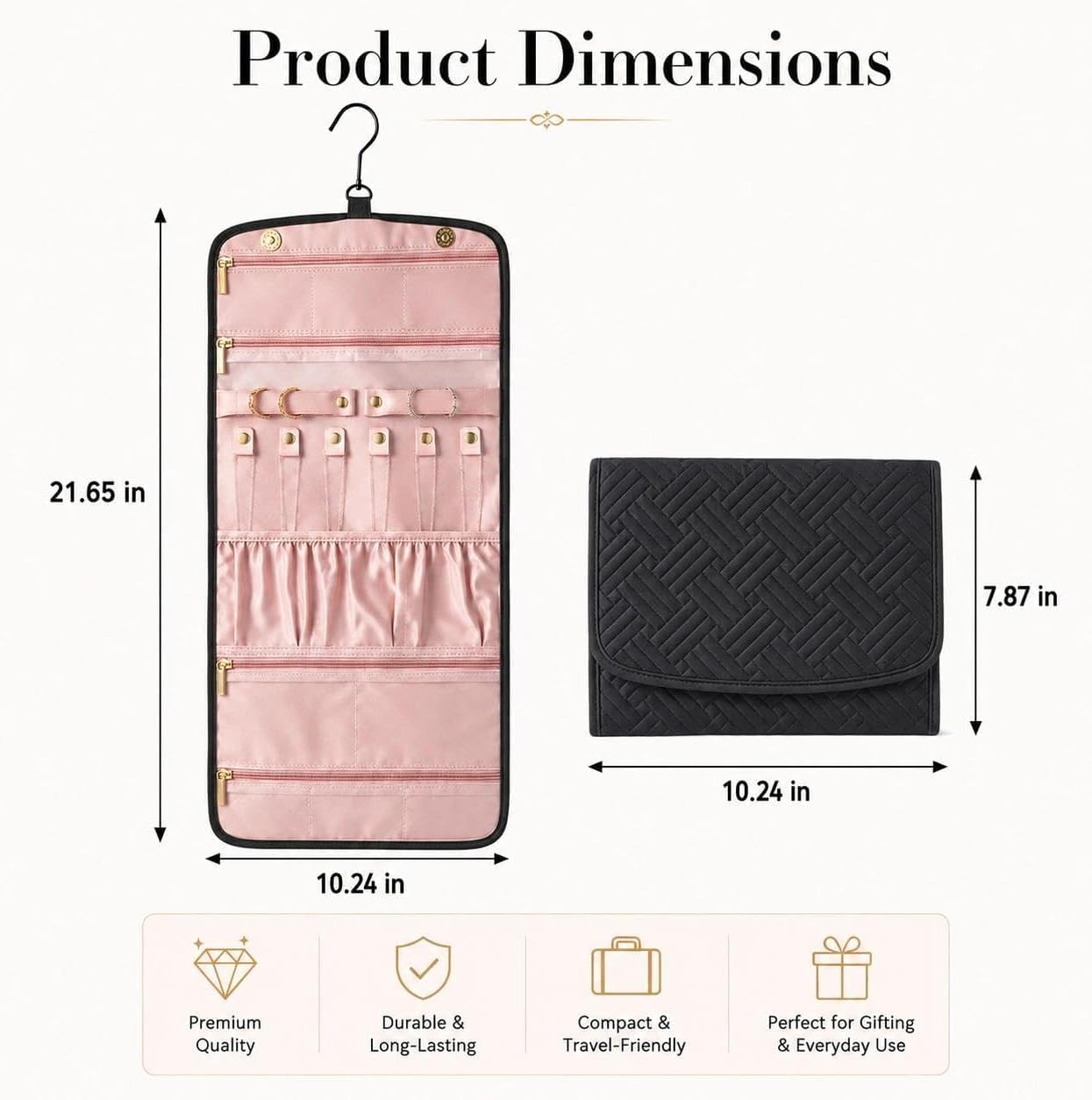 Double Sided Hanging Jewelry Organizer for Closet Door, Black,Travel Closet