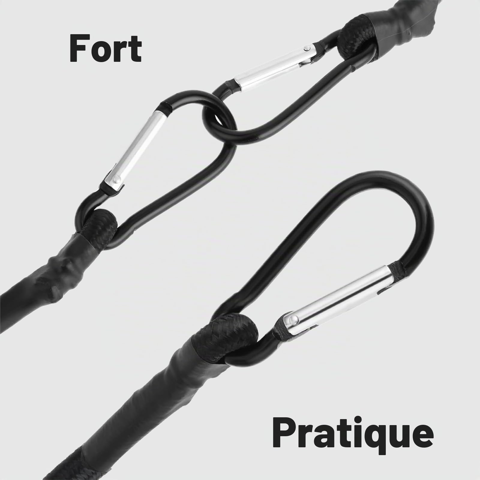 Lot de 4 sangles d'arrimage industrielles avec mousquetons (8 mm/30 cm, charge de rupture 110 kg) – Sangles de chargement orange avec mousquetons de qualité supérieure