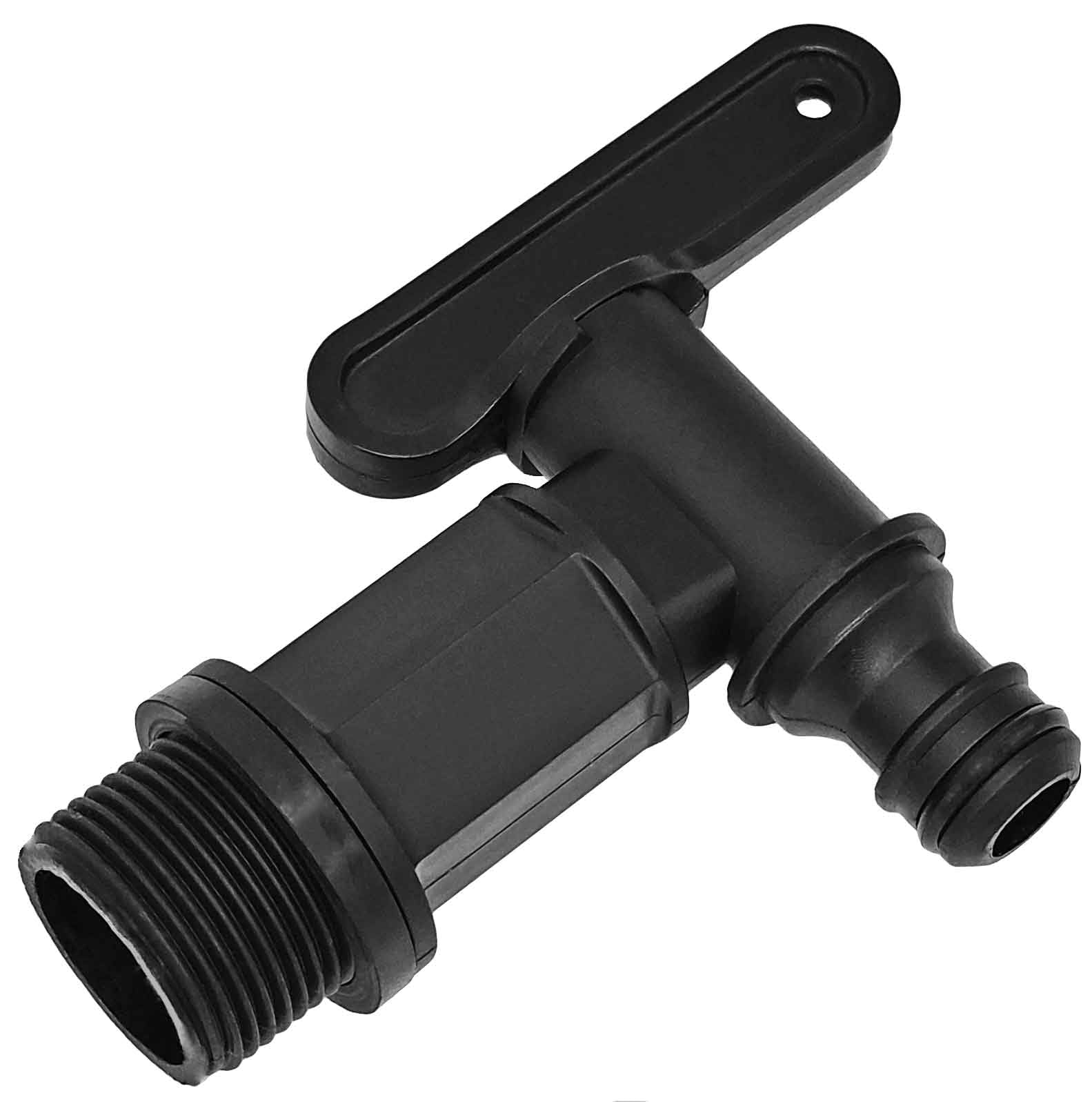 MegaHaustechnik Auslaufventil aus Kunststoff, Wandanschluß: AG 3/4 Zoll Außengewinde, Auslauf: Kunststoff Stecker passend für Gardena Buchse, Auslaufventil für Gartenschlauch
