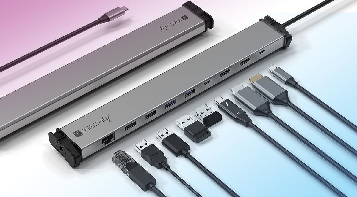 Techly 369298 Docking Station 9 in 1 USB-C™ Hub USB HDMI RJ45 Silver