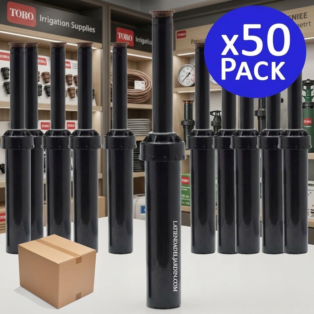 Suinga Pack 50 Difusor de Riego LPS417 | Alcance 5,20 m | Cobertura 0 a 360º | Aspersor con Elevacion 10 cm | Sistema de Riego Eficiente y Uniforme para Jardin y Zonas Verdes