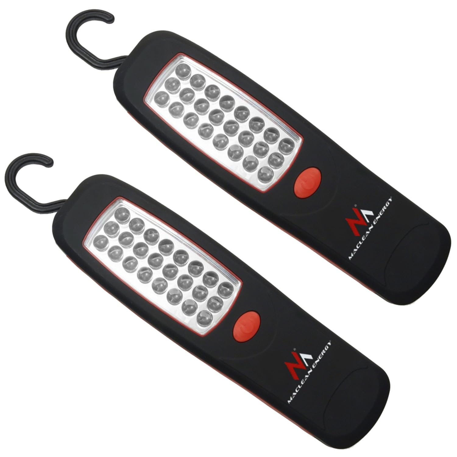 Maclean Black/Red 24 Led Workshop Lamp, Magnet, Hook, Mce03 (2)