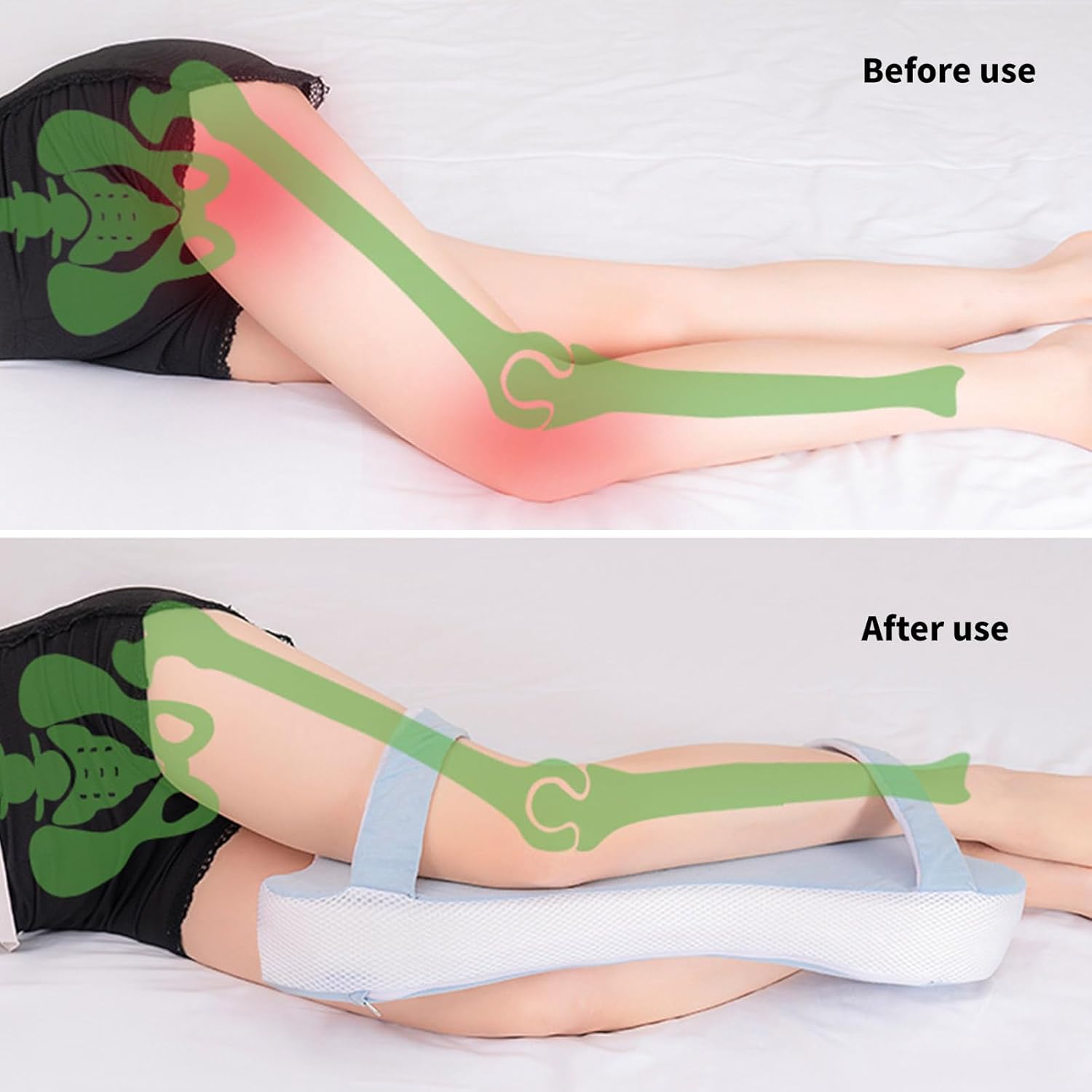 Ergonomic Memory Foam Knee Pillow for Side Sleepers Pressure Relief Adjustable Comfort Breathable Removable Cover Sleeping Pillow