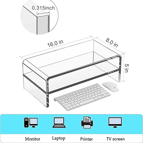 Miniatura 2 de Acrylic Monitor Stand, 2 Tier Computer Monitor Stand Riser，16 inch Acrylic Computer Monitor Stand Riser for iMac, PC, Desktop, Laptop, TV Screen