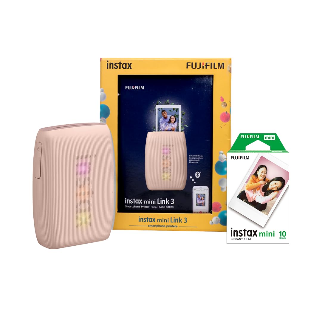 Fujifilm Instax Mini Link 3 Smartphone Photo Printer Starter Kit, Rose Pink