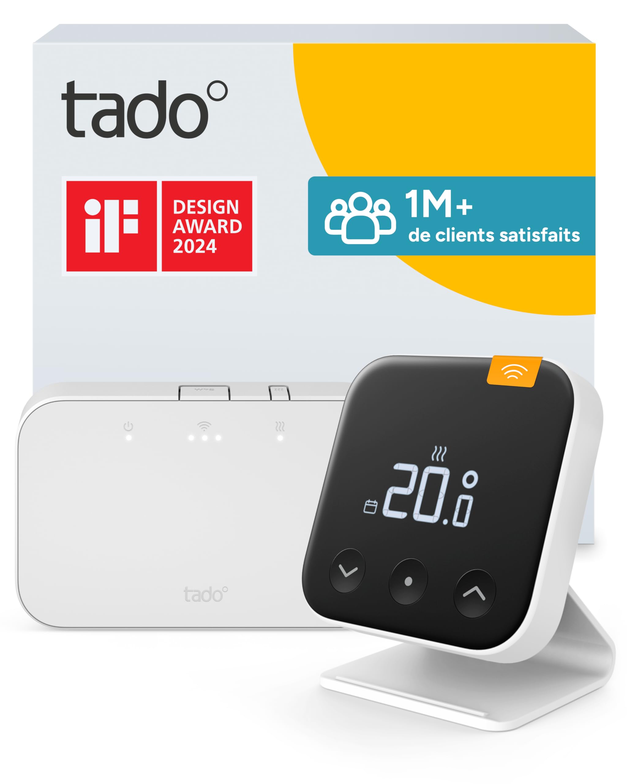 tado° Thermostat X connecté sans fil, kit avec thermostat d’ambiance, Bridge X et support, commande via application et enceinte connectée (Alexa, Siri, Google Assistant), pas compatible avec tado° V3+