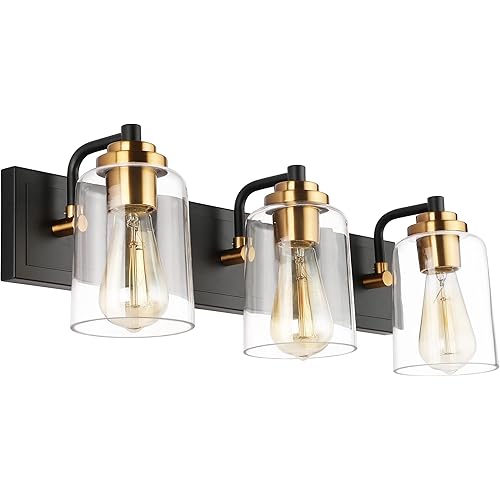 SOLFART Bathroom Vanity Light,3-Light Bathroom Lights Over Mirror in Black Bronze Wall Sconces(Bronze, 3-Light)