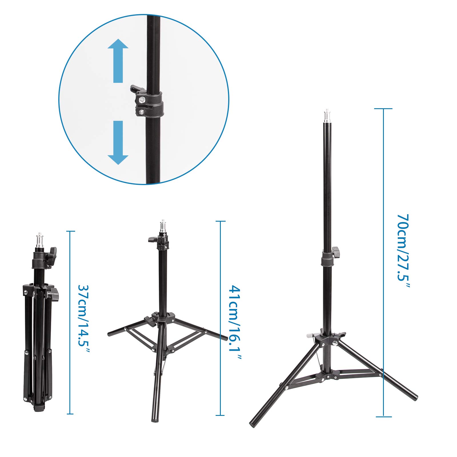 Kit di luci fisse per studio fotografico, con 3 lampade da 150 W, 5500 K, supporto per luce, attacco E27 e paralume per fotografia di prodotti, fotocamera, foto alla moda, YouTube, video