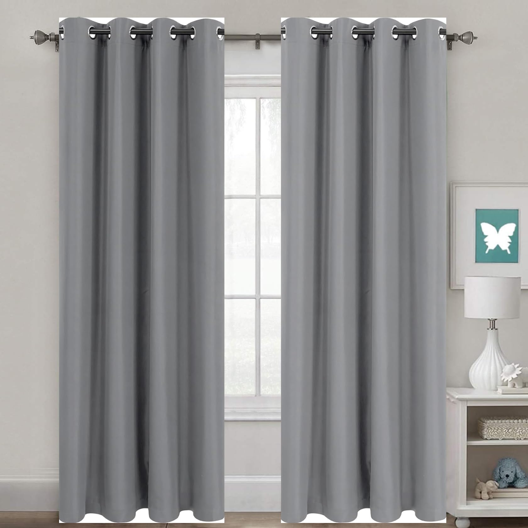 Rideaux thermiques isolants haut de gamme 80x105cm gris clair pour sublimer vos fenêtres de maison
