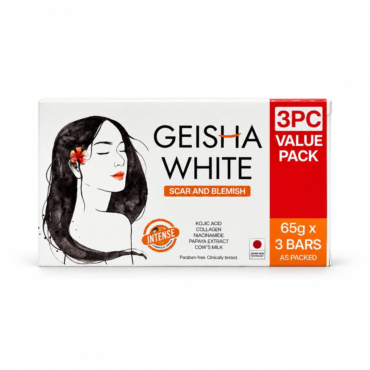 Geisha White Intense Skin Cleansing Bar - 3 bars x 65g
